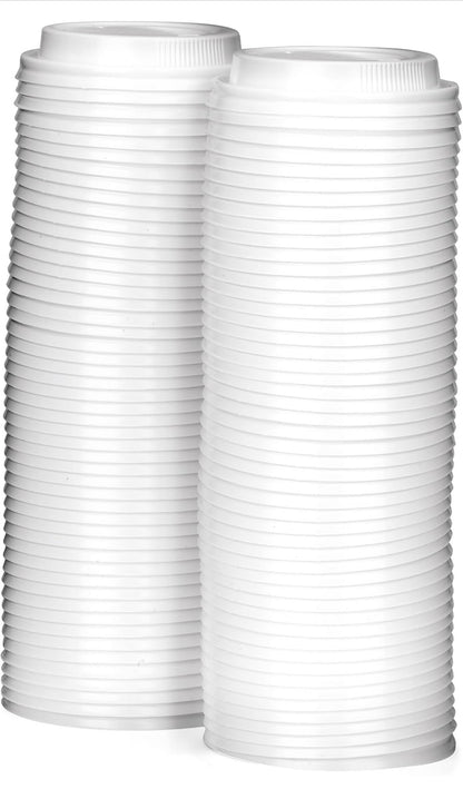 10oz, 12oz, 16oz 50 Pack Black or White Plastic Sip Through Lids