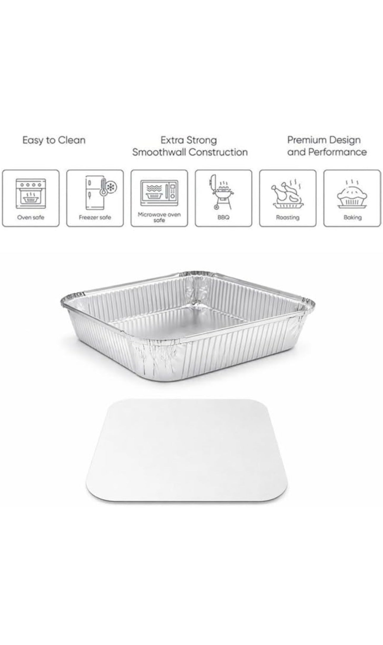 No9 Aluminium Foil Food Containers & Lids 9x9x2 ( 2” Deep )