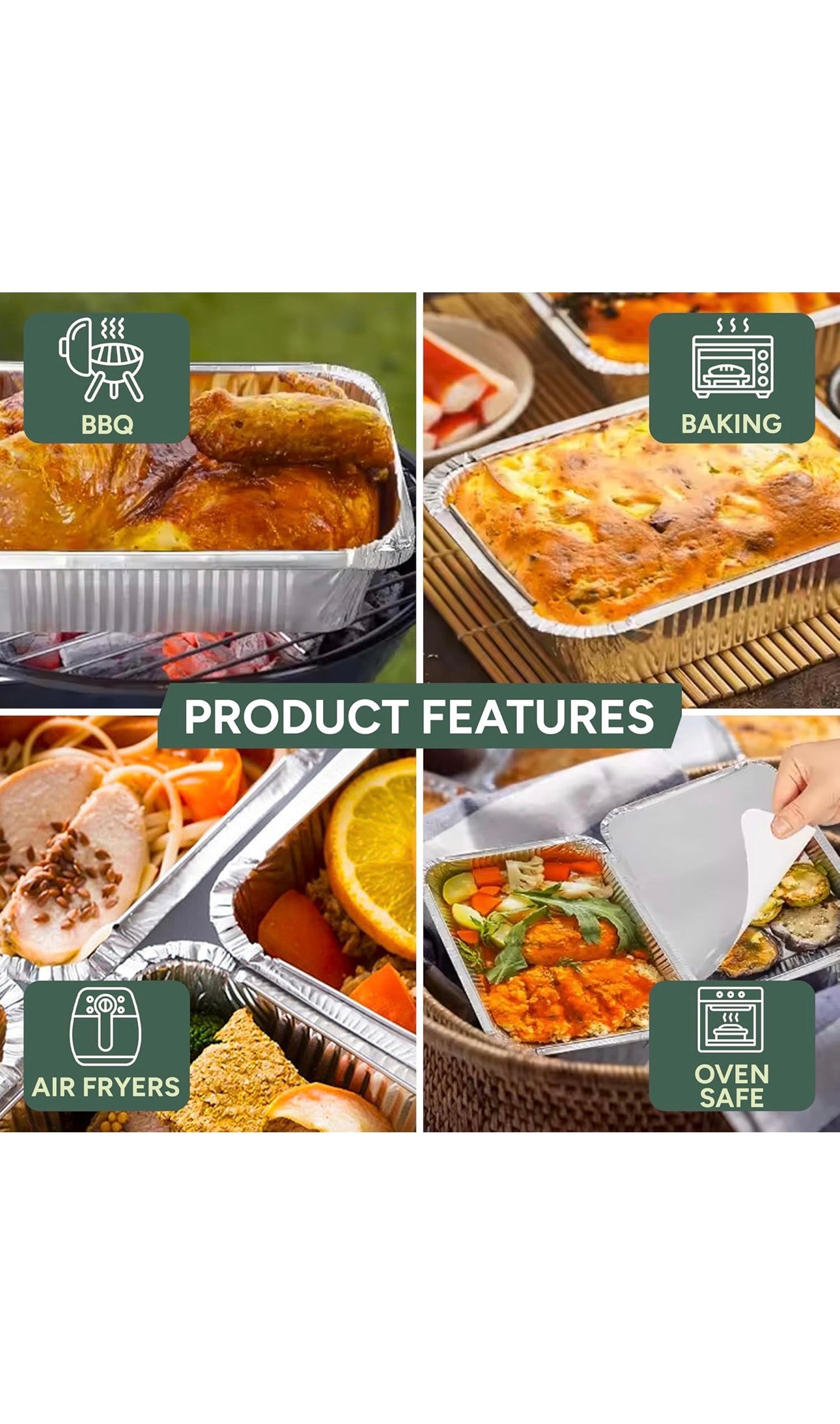 125 x Aluminium Foil Food Containers with Lids Large 6A Size