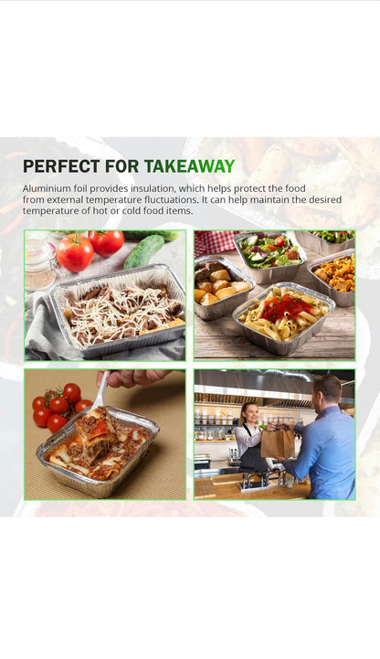 125 x Aluminium Foil Food Containers with Lids – Takeaway Trays No.2