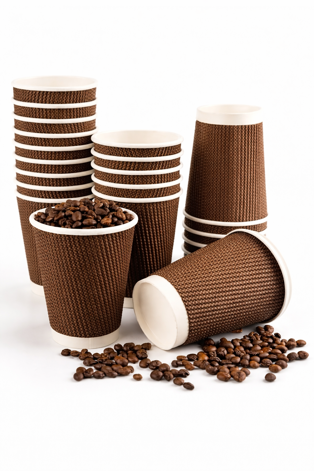 8oz Brown Ripple Takeaway Paper Cup – Recyclable (Case of 500)