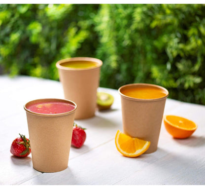 12oz Single Wall Kraft Paper Coffee Cups | Recyclable & Eco-Friendly (100 Pack)