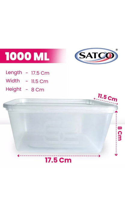Satco Food Containers 1000ml with Lids Microwave Safe