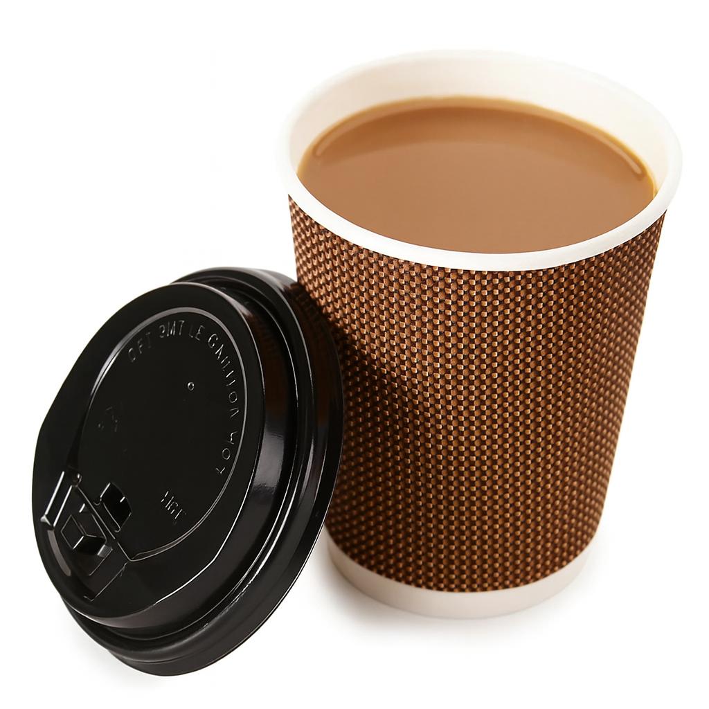 10oz Ripple Wall Disposable Coffee Cups (500 Pack) - Insulated Paper Hot Cups, Brown