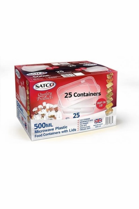 Satco Durable and Versatile 500ml Plastic Food Containers with Lids