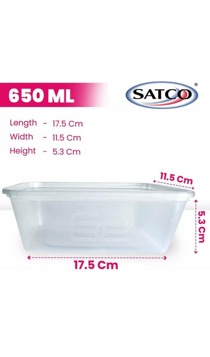 Satco Food Containers 650ml with Lids - Pack Microwave Safe
