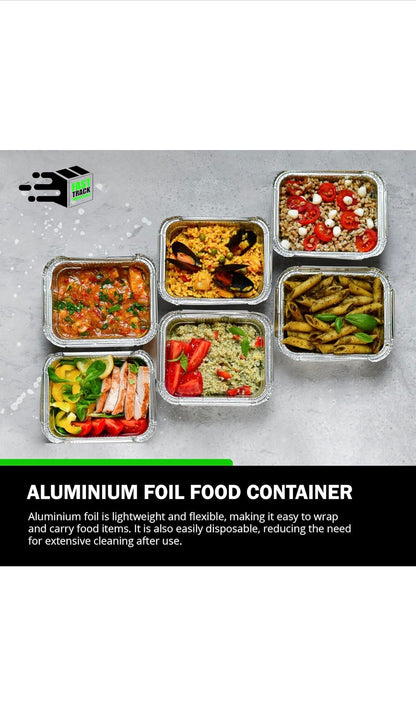 125 x Aluminium Foil Food Containers with Lids – Takeaway Trays No.2