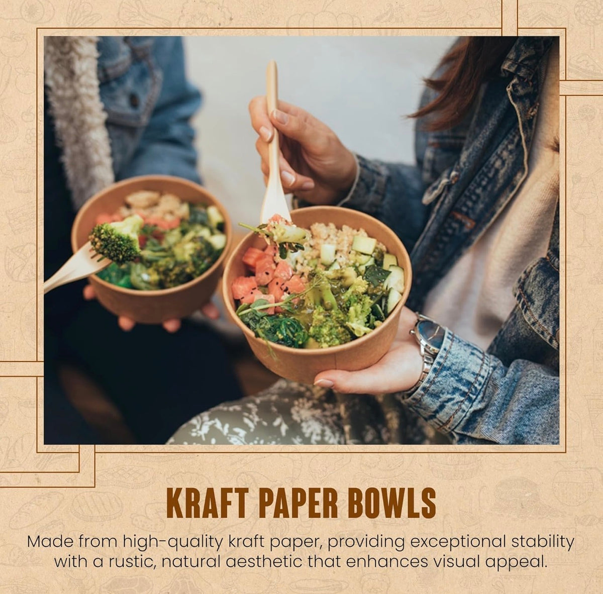 Kraft Brown Food Bowl Round Cardboard Food Container