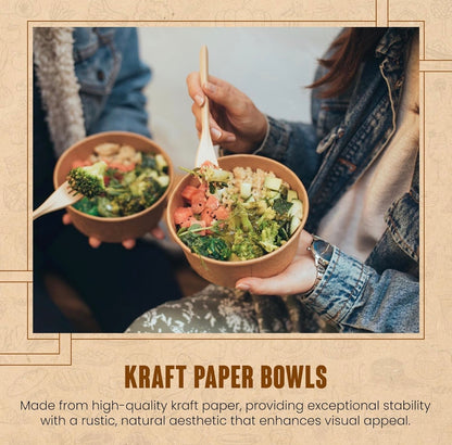 Kraft Brown Food Bowl Round Cardboard Food Container