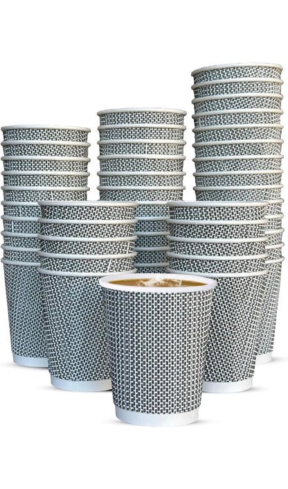 8oz Triple Wall Ripple Paper Cups Disposable, Recyclable - 1000 Pack