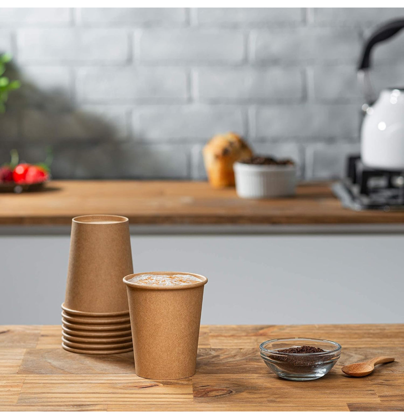 12oz Single Wall Kraft Paper Coffee Cups | Recyclable & Eco-Friendly (100 Pack)