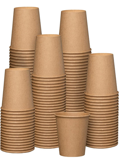 12oz Single Wall Kraft Paper Coffee Cups | Recyclable & Eco-Friendly (100 Pack)