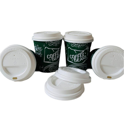 8oz Disposable Green Triple Wall Ripple Paper Cups Recyclable (500 Pack)