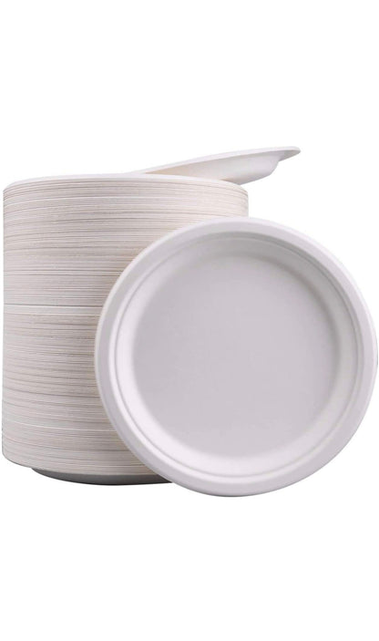 Green Disposable Sugarcane Bagasse Plates, 10 inch (25 cm)
