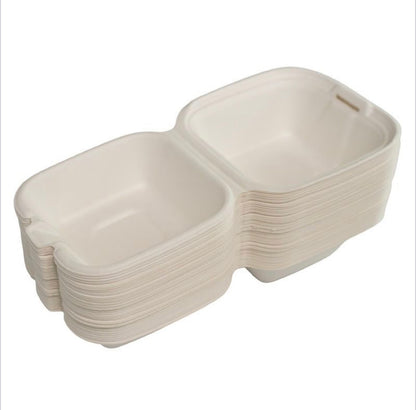 5 x 5” Bagasse Clamshells Burger Box Containers 132x132x65mm
