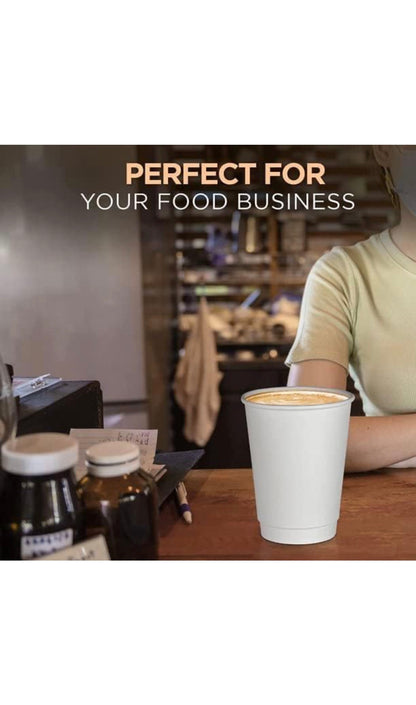 100 x 8oz White Paper Cups - Disposable & Recyclable for Hot and Cold Drinks