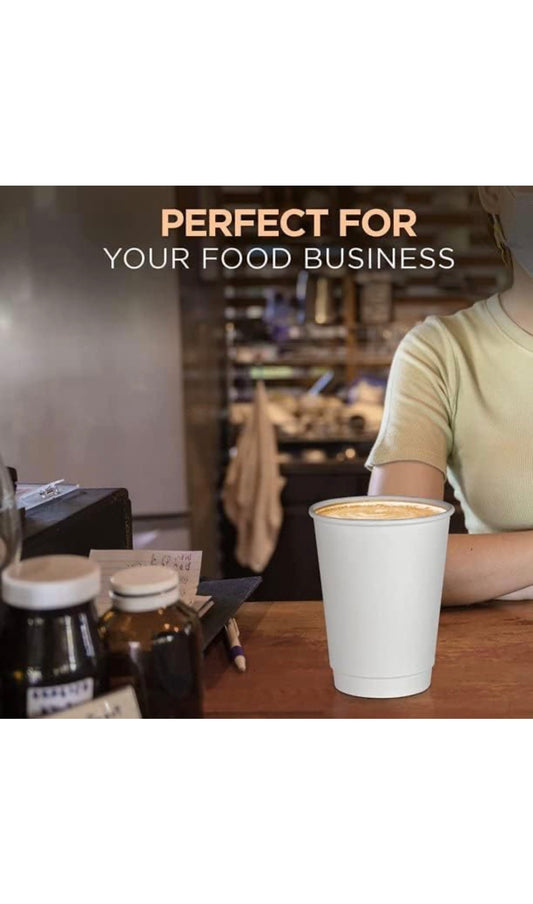 100 x 8oz White Paper Cups - Disposable & Recyclable for Hot and Cold Drinks