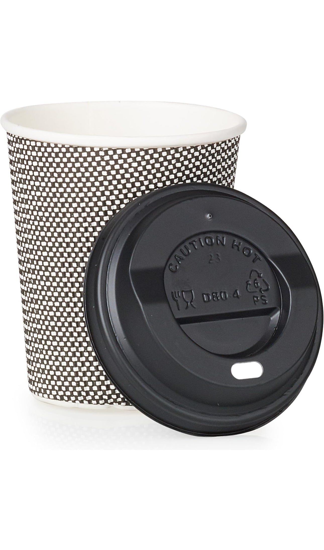 Ripple Disposable Coffee Cups 12oz (500Pack) – Double Triple Wall Insulated Takeaway Paper Cups and Lids for Hot Drinks – Eco-Friendly, Leak-Proof, Ideal for Coffee Shops & Events