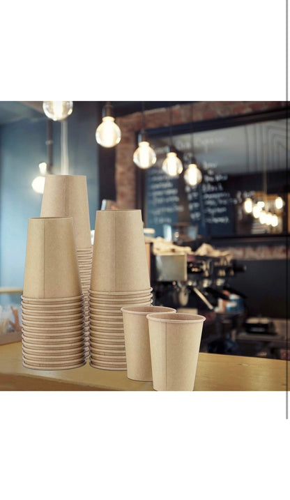 12oz Single Wall Kraft Paper Coffee Cups | Recyclable & Eco-Friendly (100 Pack)