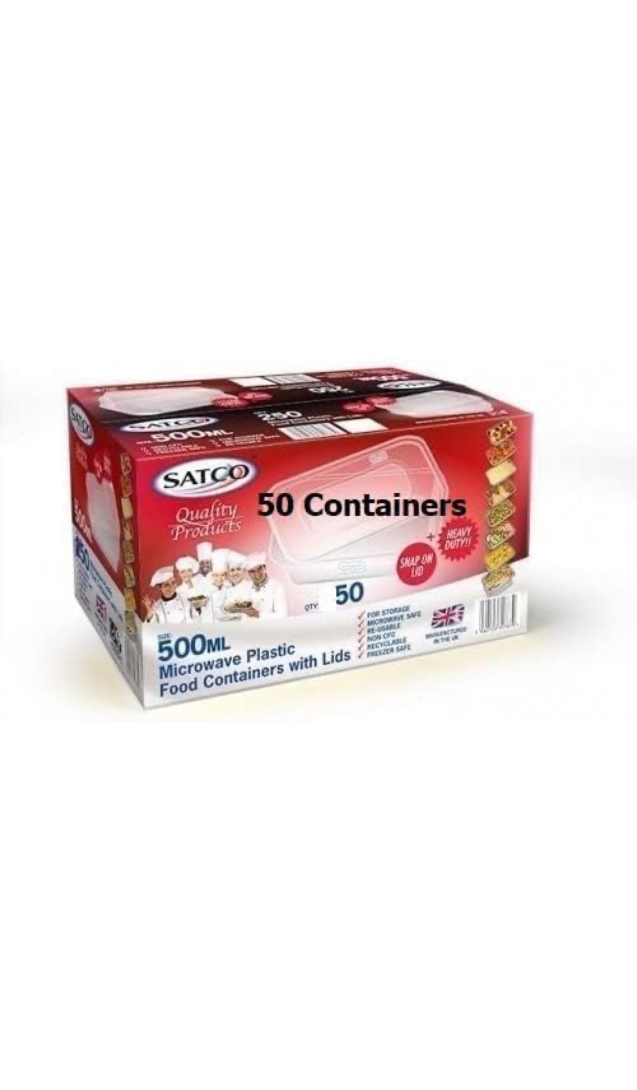 Satco Durable and Versatile 500ml Plastic Food Containers with Lids