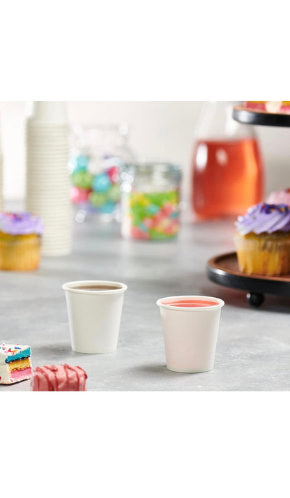 100 x 8oz White Paper Cups - Disposable & Recyclable for Hot and Cold Drinks