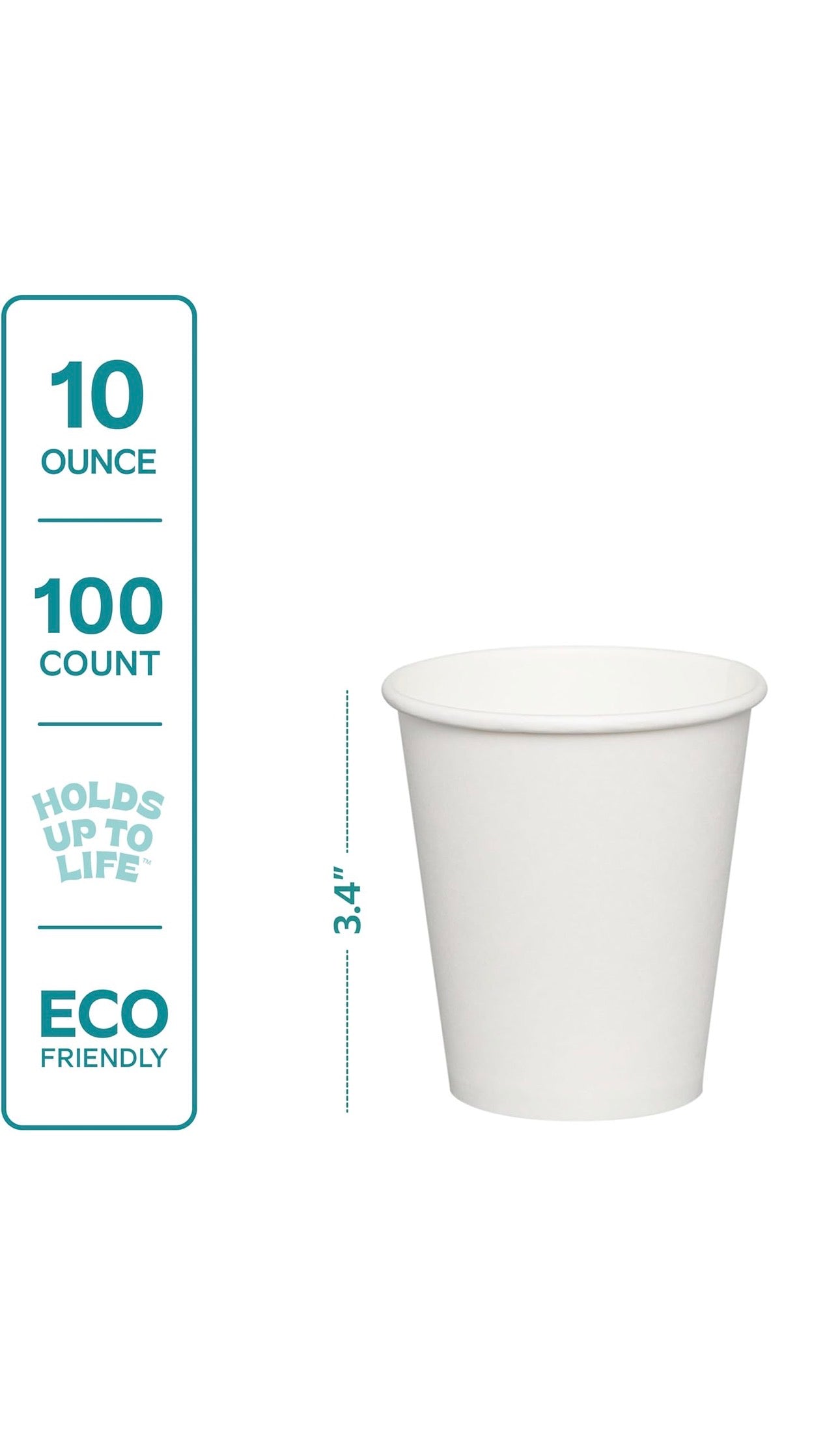 Disposable 10oz White Paper Cups for Hot & Cold Drinks (1000 Pack) Recyclable