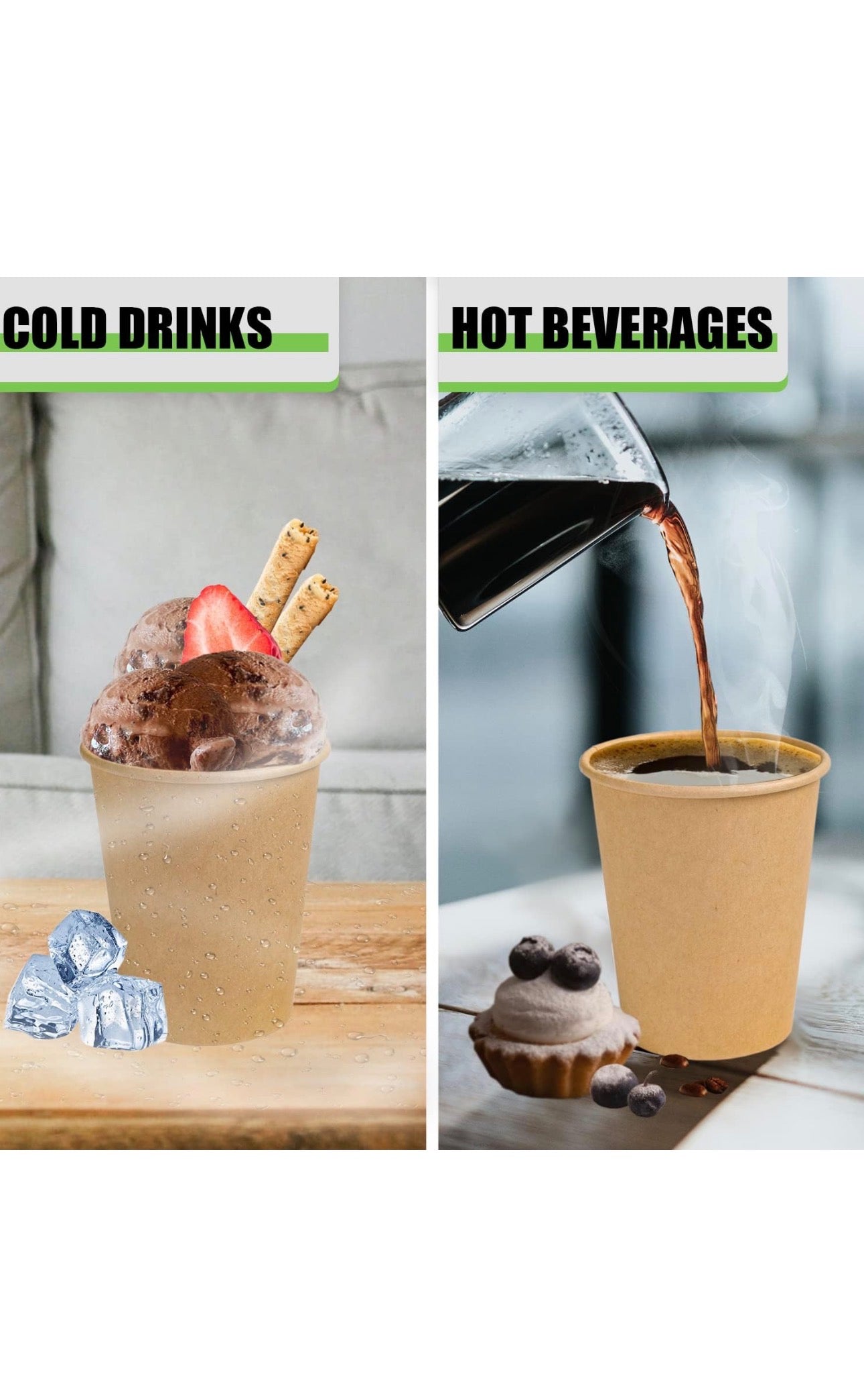 12oz Single Wall Kraft Paper Coffee Cups | Recyclable & Eco-Friendly (100 Pack)