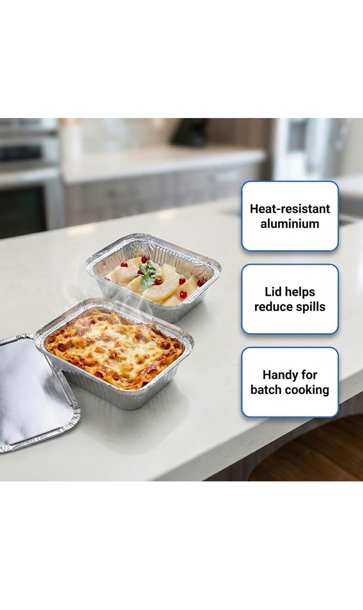 No2 Aluminium Foil Food Containers with Lids – Takeaway Trays