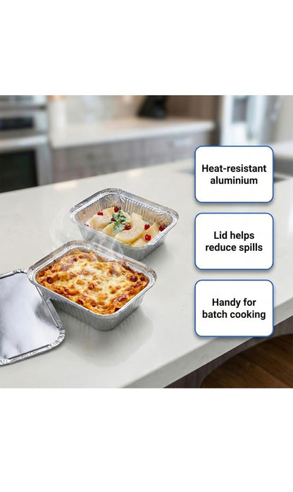 No2 Aluminium Foil Food Containers with Lids – Takeaway Trays