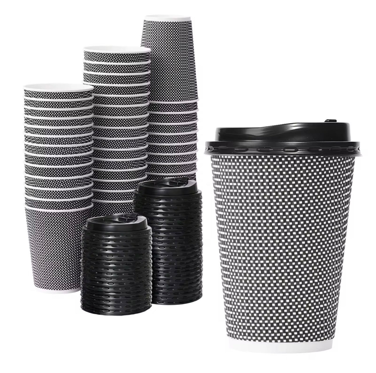 8oz Triple Wall Ripple Paper Cups Disposable, Recyclable - 1000 Pack