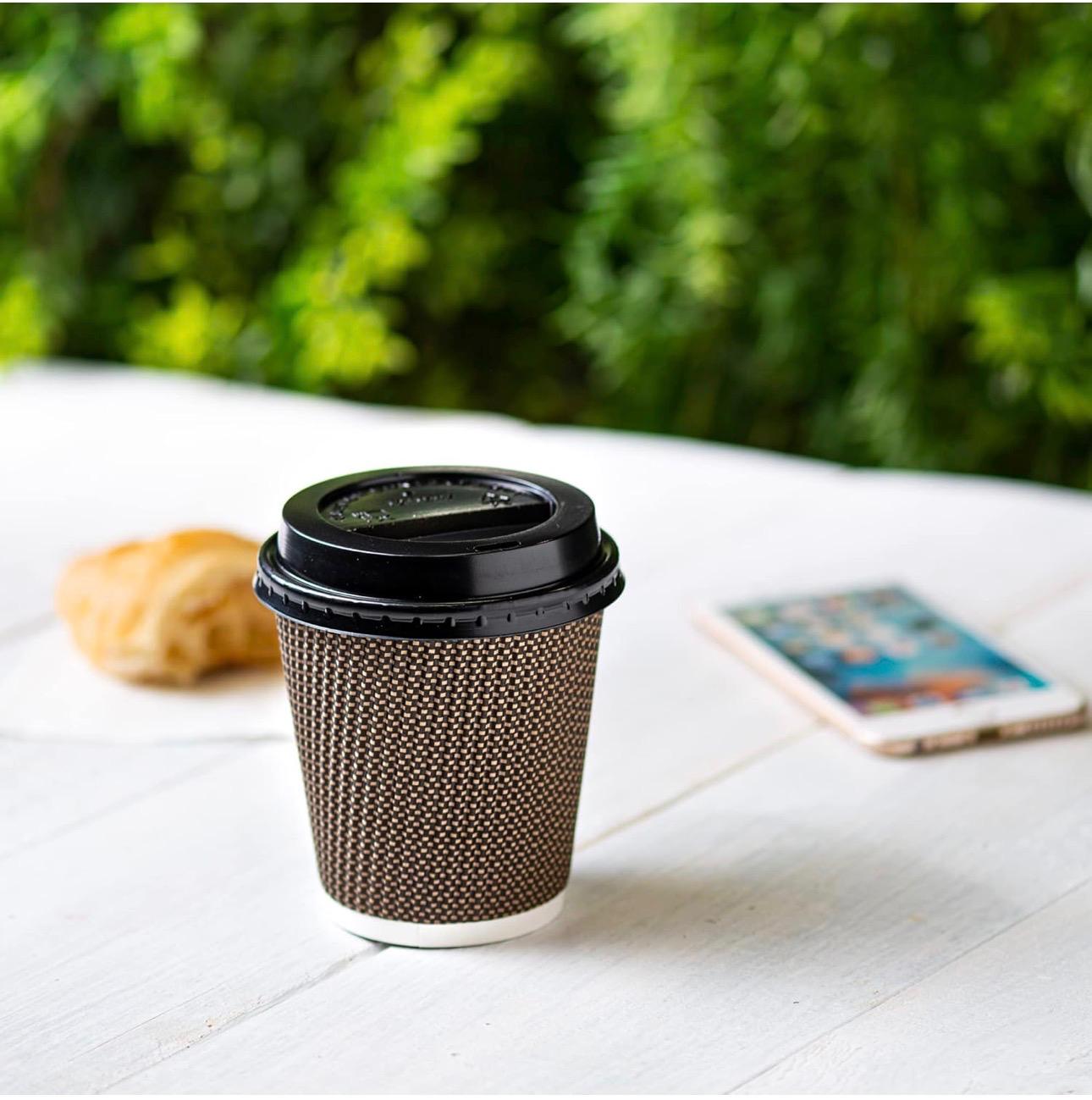 10oz Ripple Wall Disposable Coffee Cups (500 Pack) - Insulated Paper Hot Cups, Brown