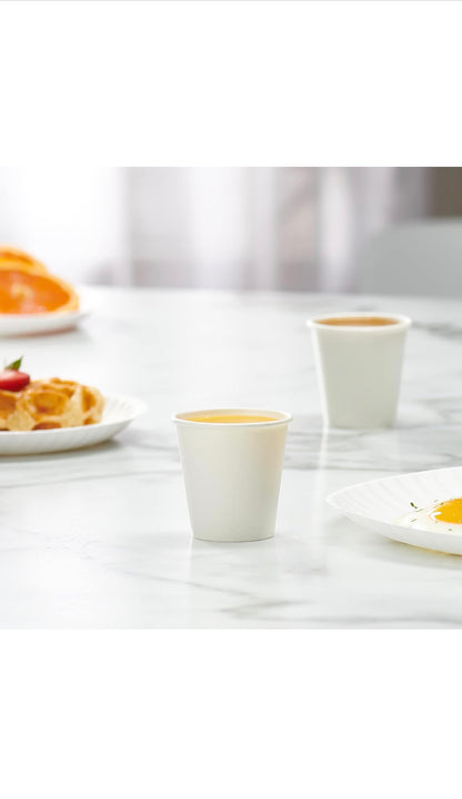 100 x 8oz White Paper Cups - Disposable & Recyclable for Hot and Cold Drinks