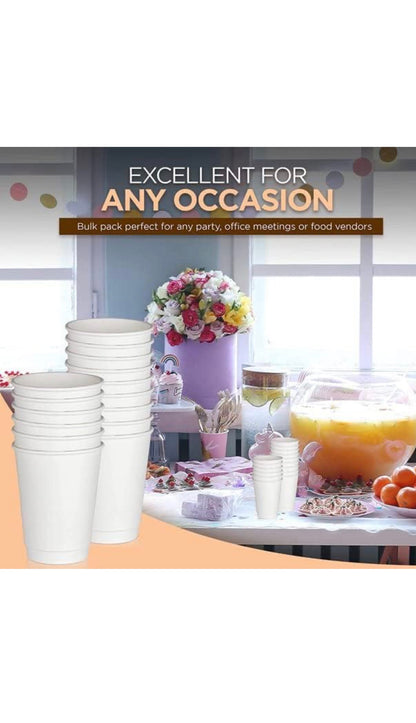 12oz White Double Wall Insulated Paper Cups 500 Pieces