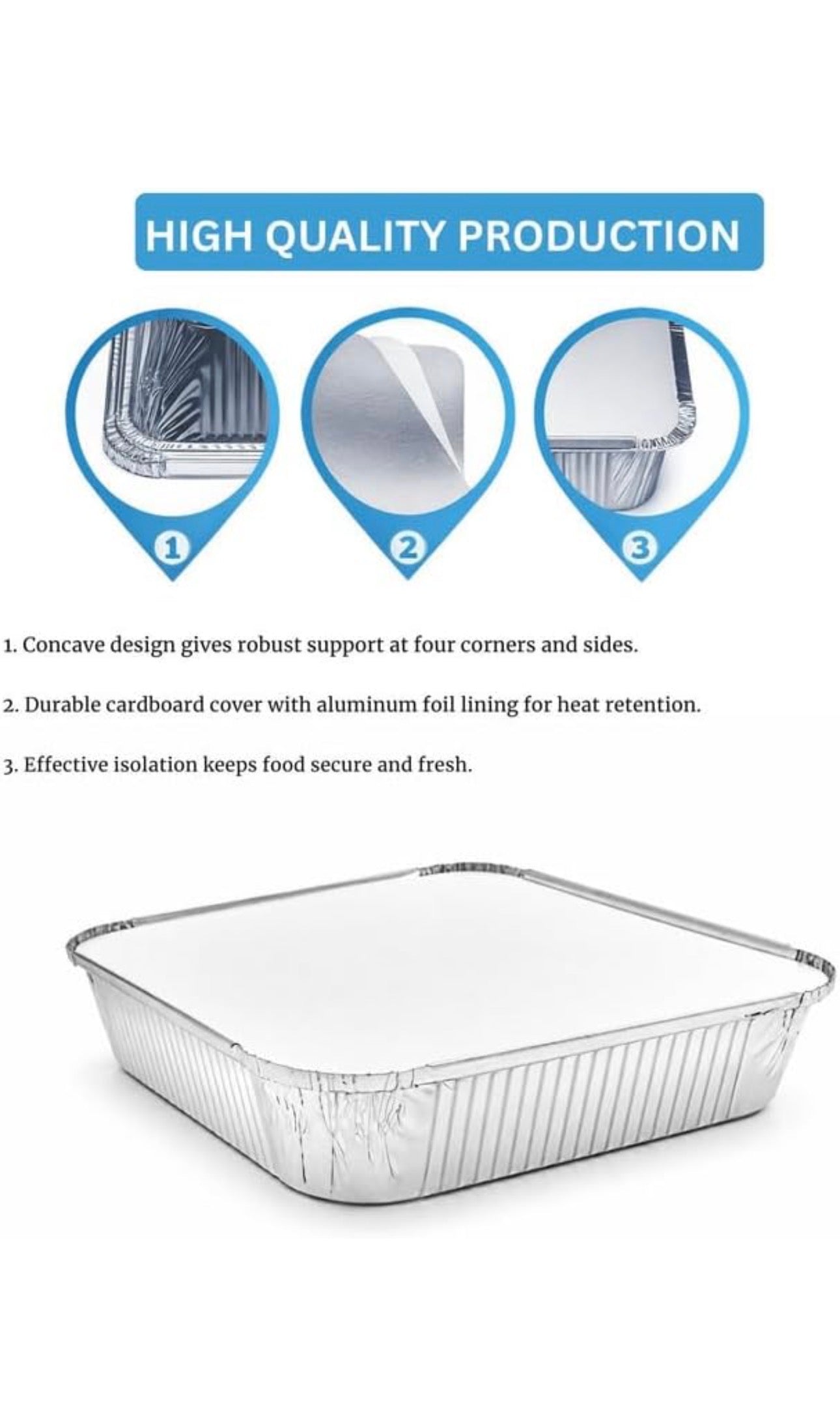 No9 Aluminium Foil Food Containers & Lids 9x9x2 ( 2” Deep )