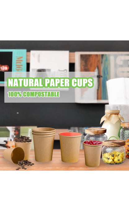 12oz Single Wall Kraft Paper Coffee Cups | Recyclable & Eco-Friendly (100 Pack)