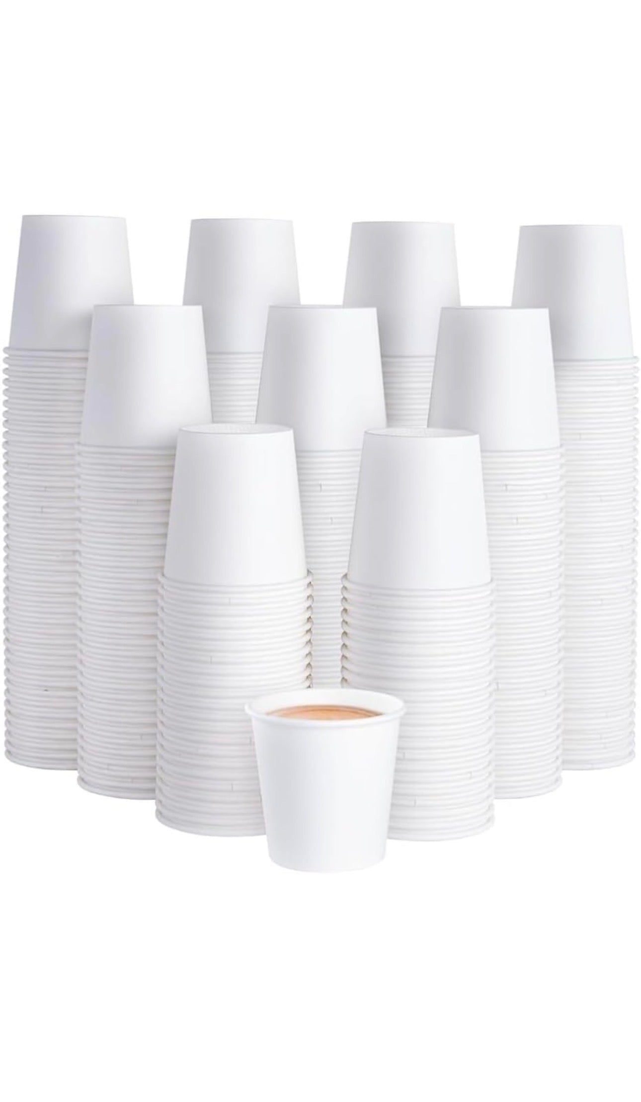 100 x 8oz White Paper Cups - Disposable & Recyclable for Hot and Cold Drinks