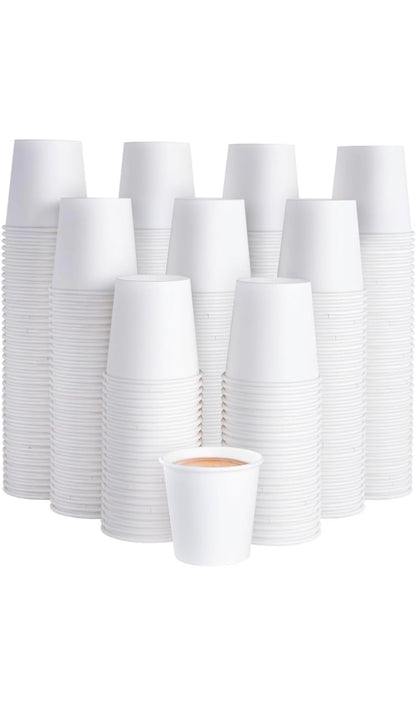 100 x 8oz White Paper Cups - Disposable & Recyclable for Hot and Cold Drinks