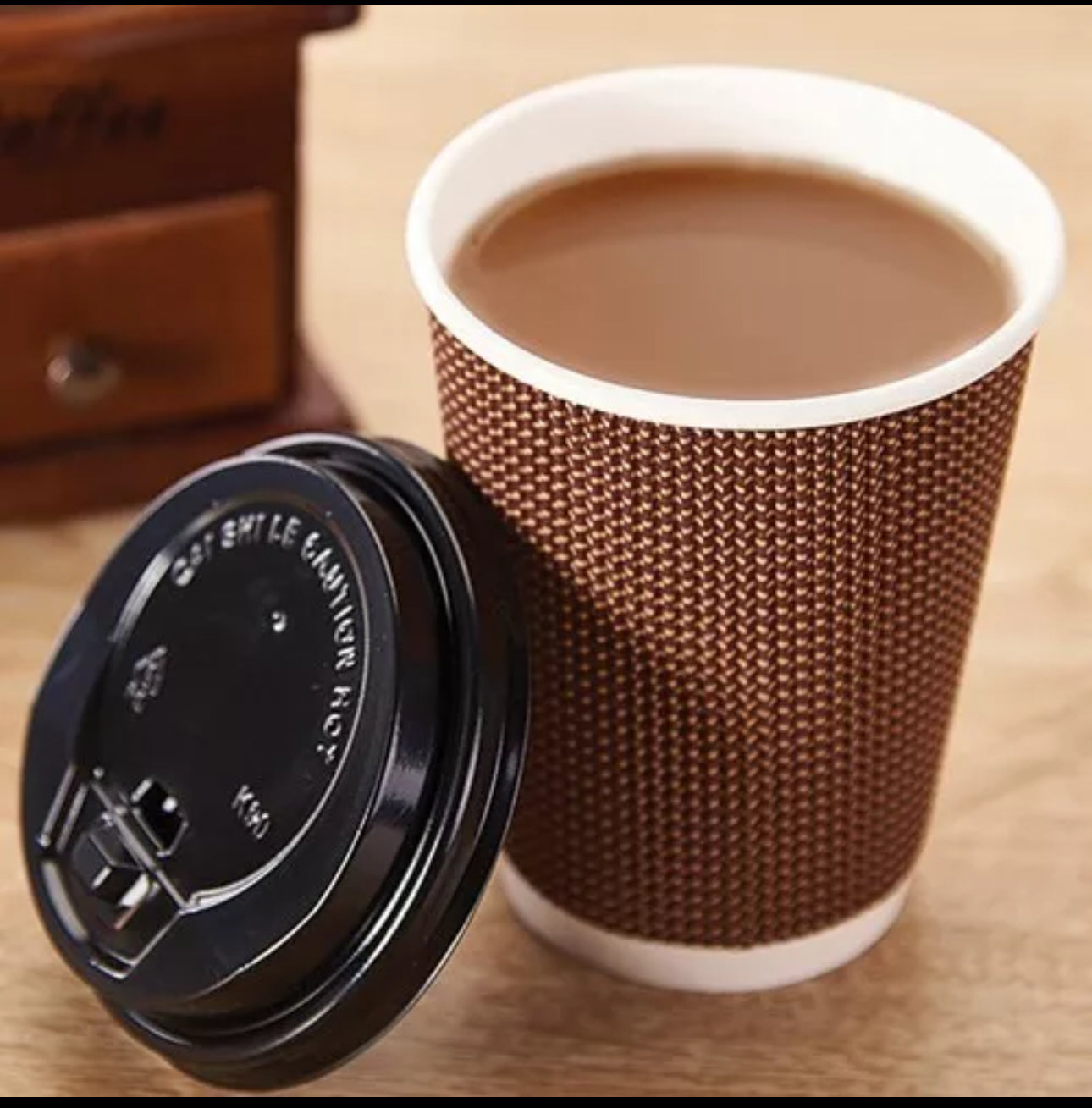 Ripple Disposable Coffee Cups 12oz (500Pack) – Double Wall Insulated Takeaway Paper Cups and Lids for Hot Drinks – Eco-Friendly, Leak-Proof, Ideal for Coffee Shops & Events