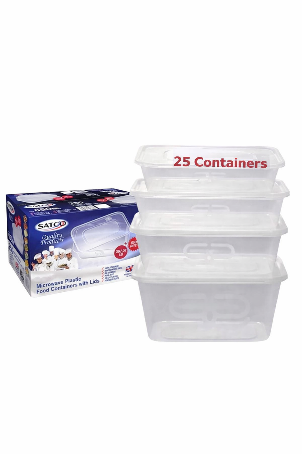 Satco Food Containers 650ml with Lids - Pack Microwave Safe