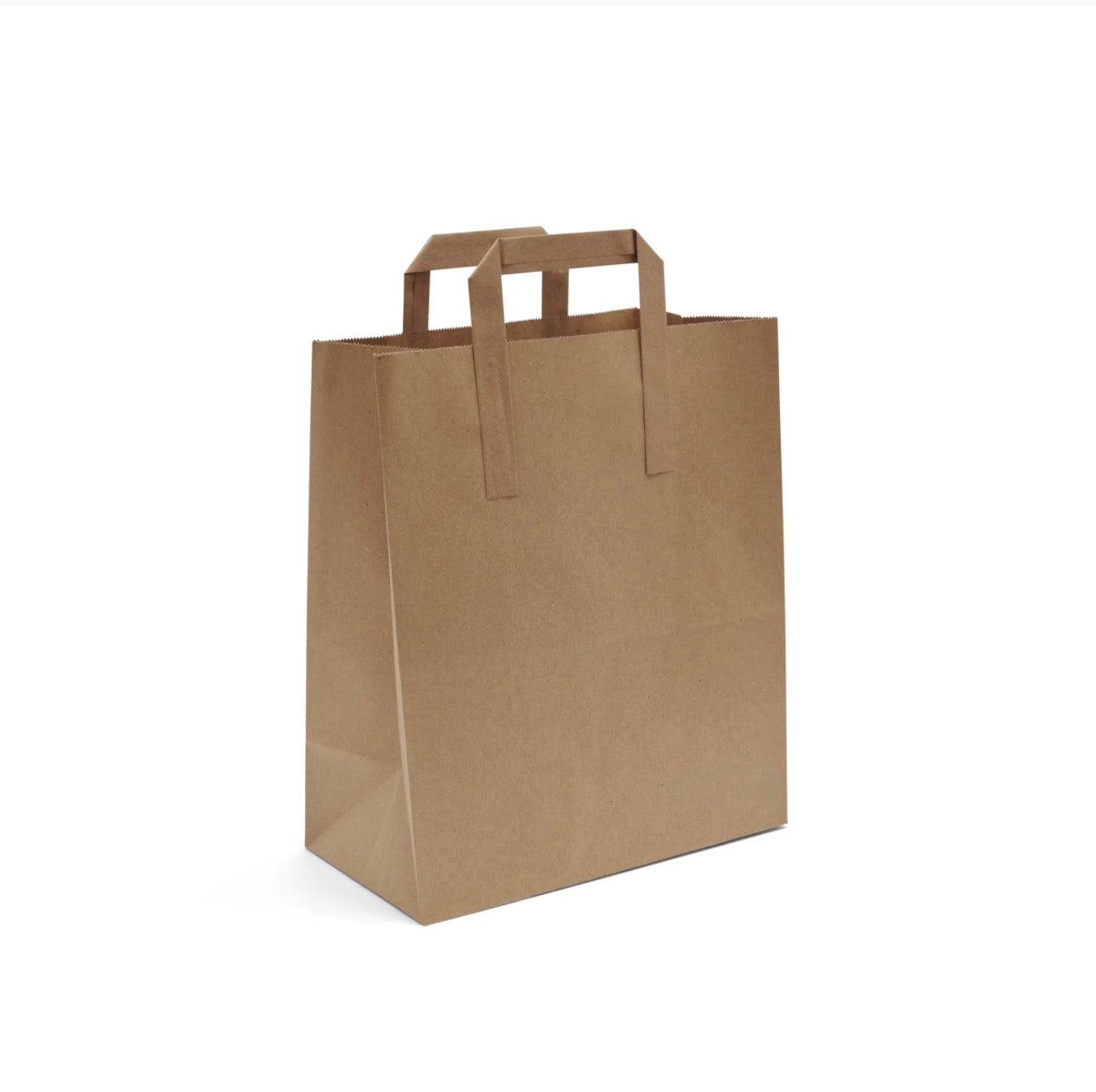 Medium Kraft Handled Paper Carrier Bag - 100 Pack (22cm x 11cm x 25cm)