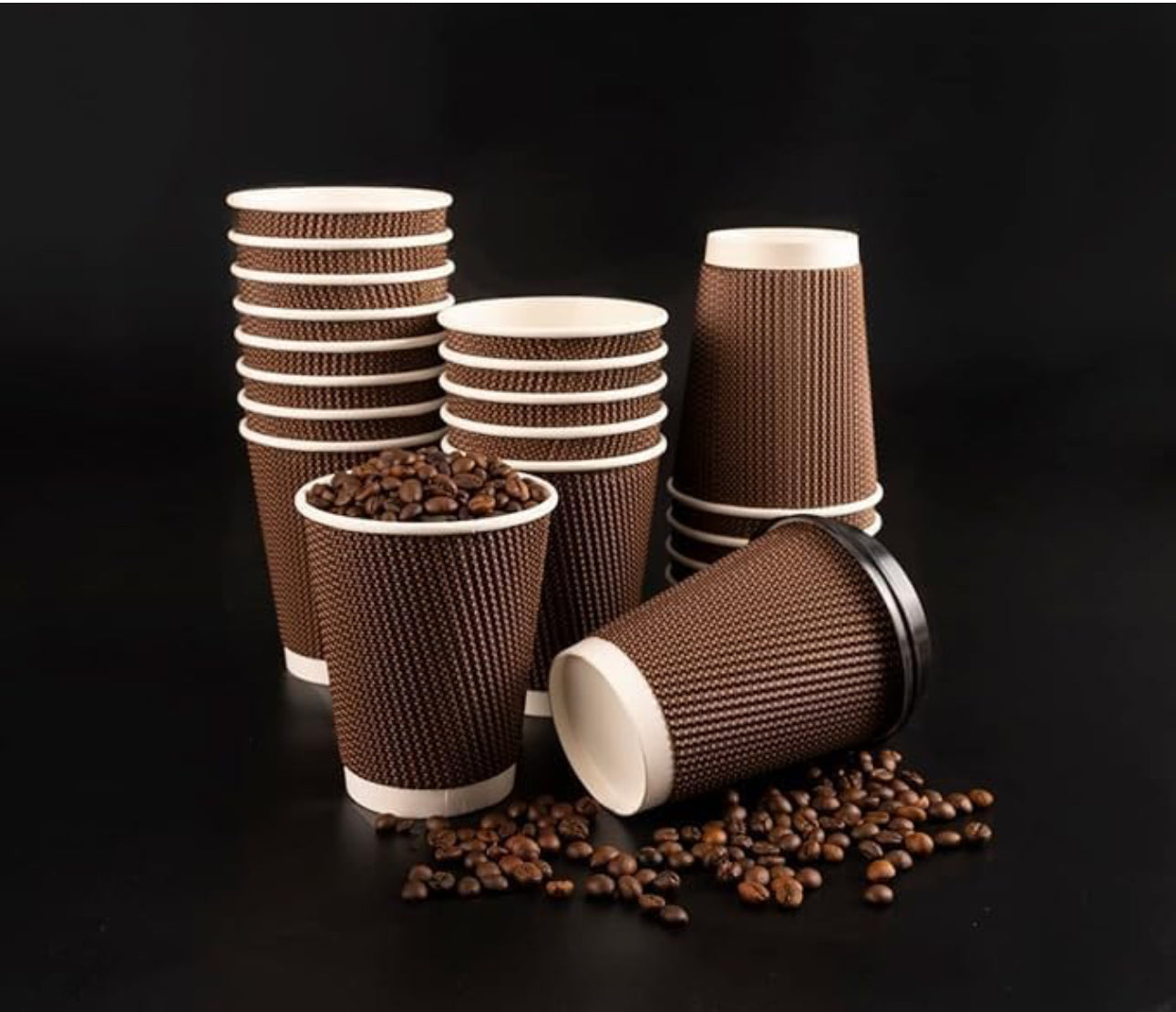 Ripple Disposable Coffee Cups 12oz (500Pack) – Double Wall Insulated Takeaway Paper Cups and Lids for Hot Drinks – Eco-Friendly, Leak-Proof, Ideal for Coffee Shops & Events
