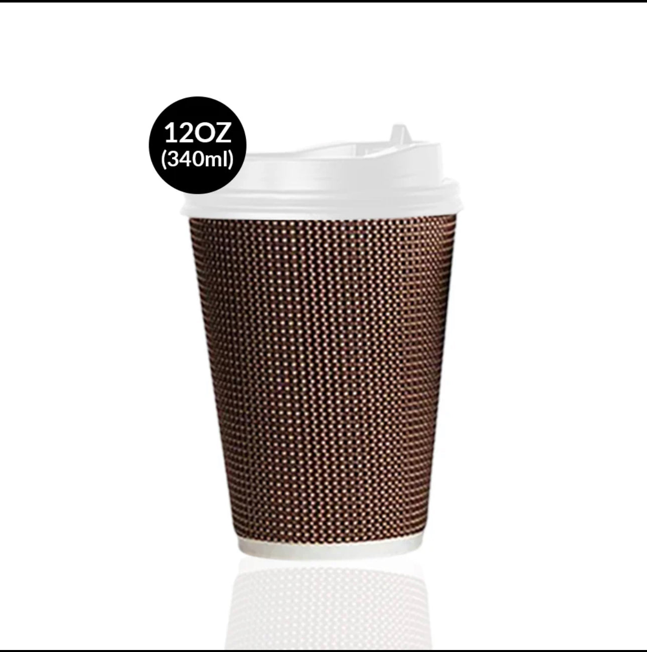 Ripple Disposable Coffee Cups 12oz (500Pack) – Double Wall Insulated Takeaway Paper Cups and Lids for Hot Drinks – Eco-Friendly, Leak-Proof, Ideal for Coffee Shops & Events