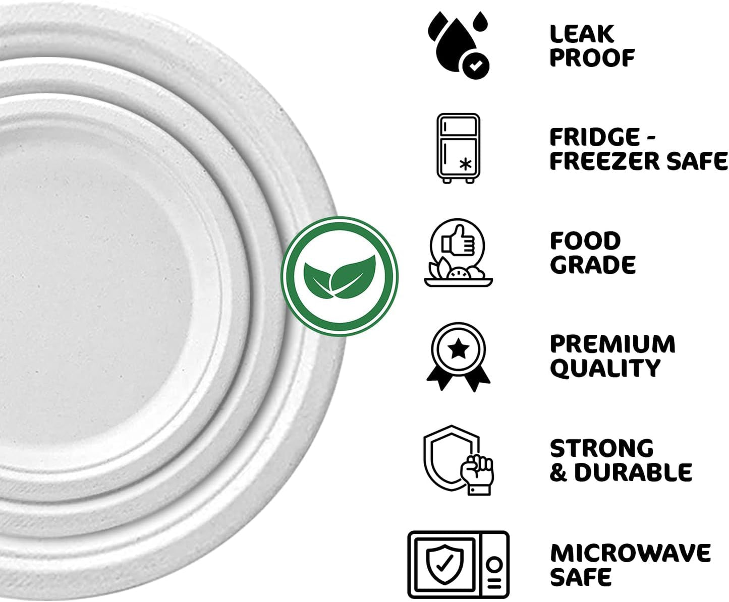Green Disposable Sugarcane Bagasse Plates, 7 inch (18 cm)