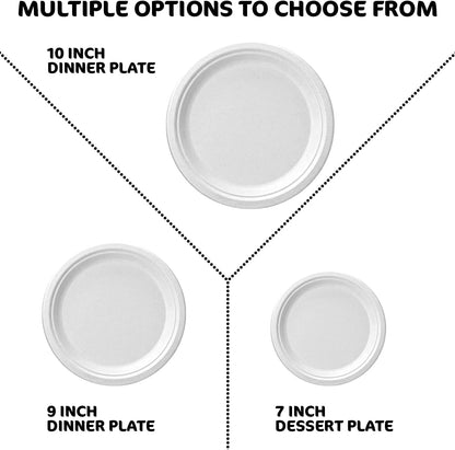 Green Disposable Sugarcane Bagasse Plates, 7 inch (18 cm)