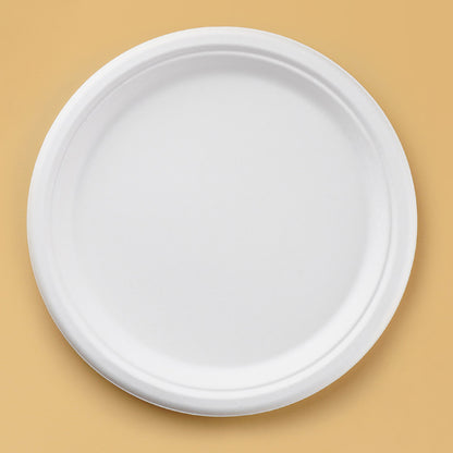 Green Disposable Sugarcane Bagasse Plates, 7 inch (18 cm)