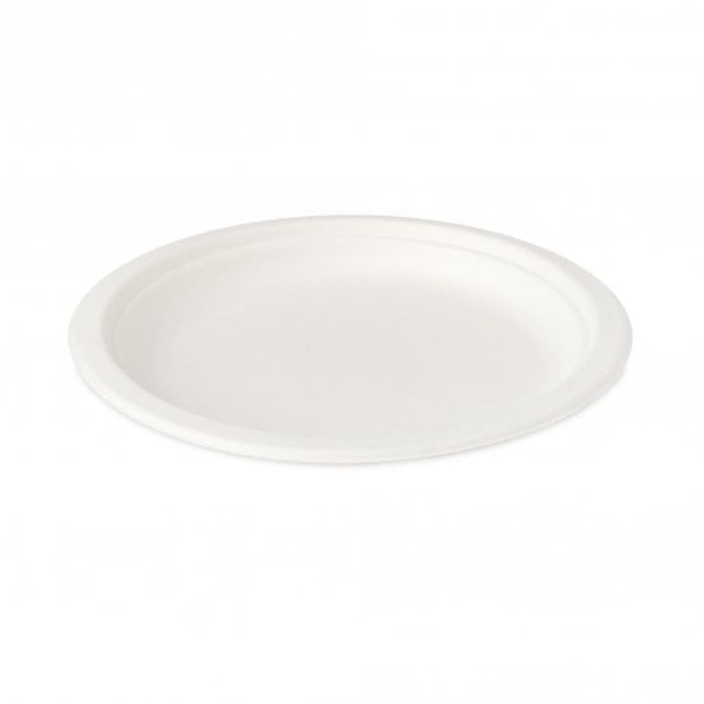 Green Disposable Sugarcane Bagasse Plates, 7 inch (18 cm)