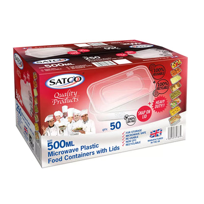 Durable and Versatile 500ml Plastic Food Containers with Lids