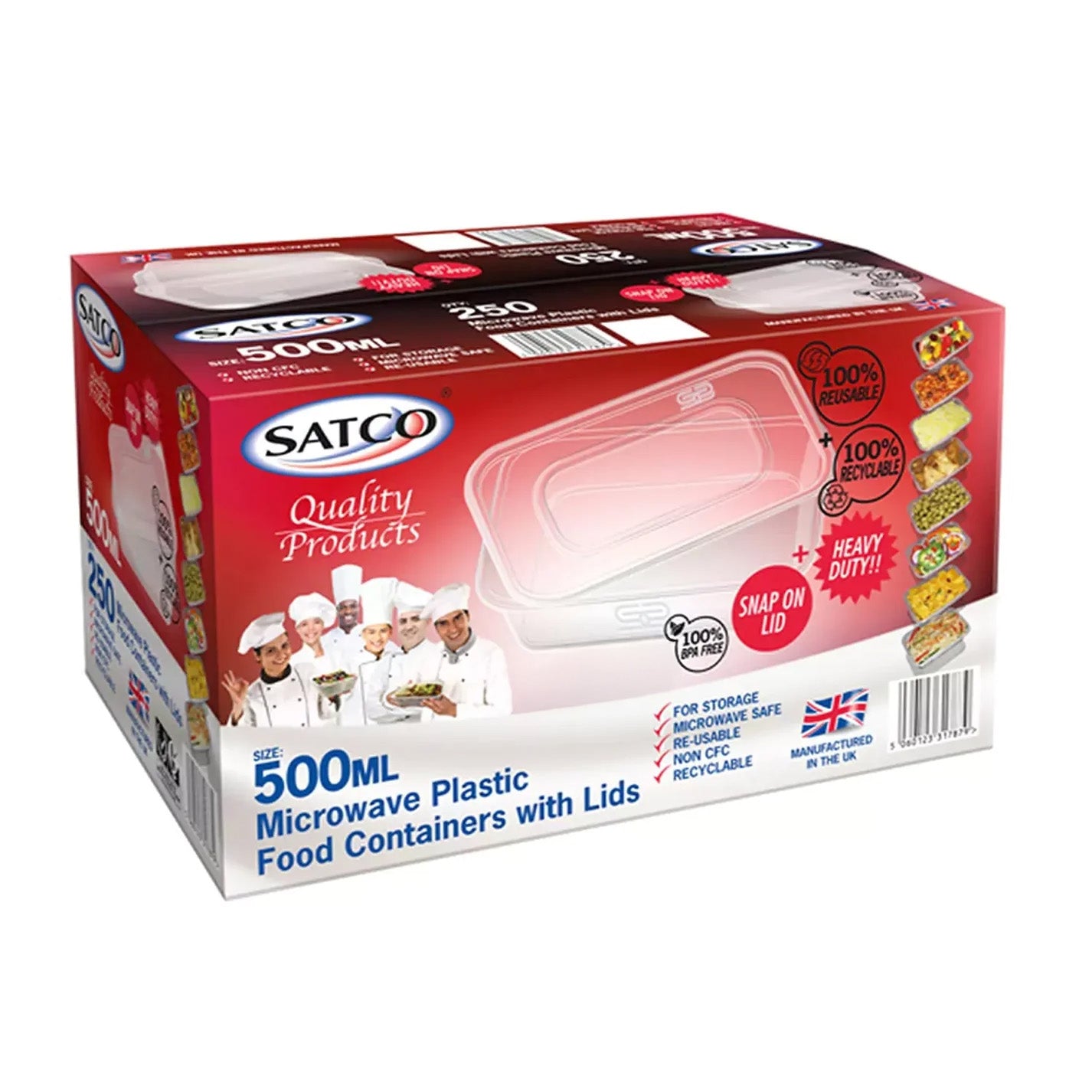 Satco Durable and Versatile 500ml Plastic Food Containers with Lids