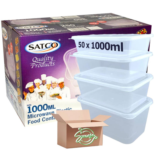 Satco Food Containers with Lids - 25 - Pack Microwave Safe