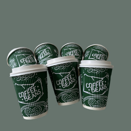 Green Ripple Insulated Paper Coffee Cups 12oz (500 Pack)